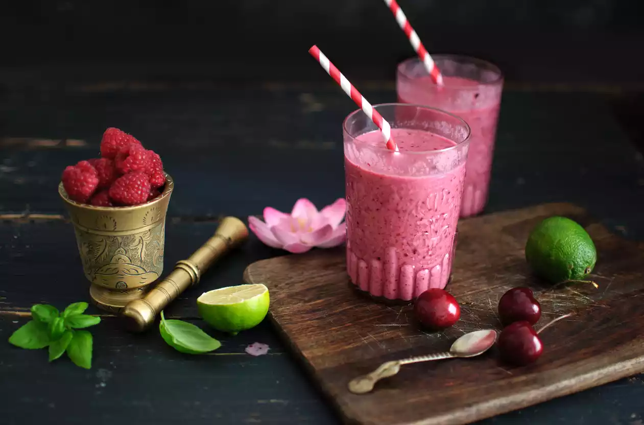 batido cerezas frambuesa